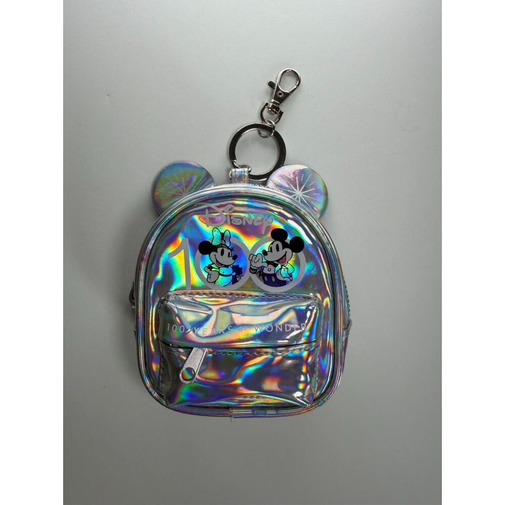 Disney 100 Years of Wonder Holographic Mini Backpack Keychain Coin Purse